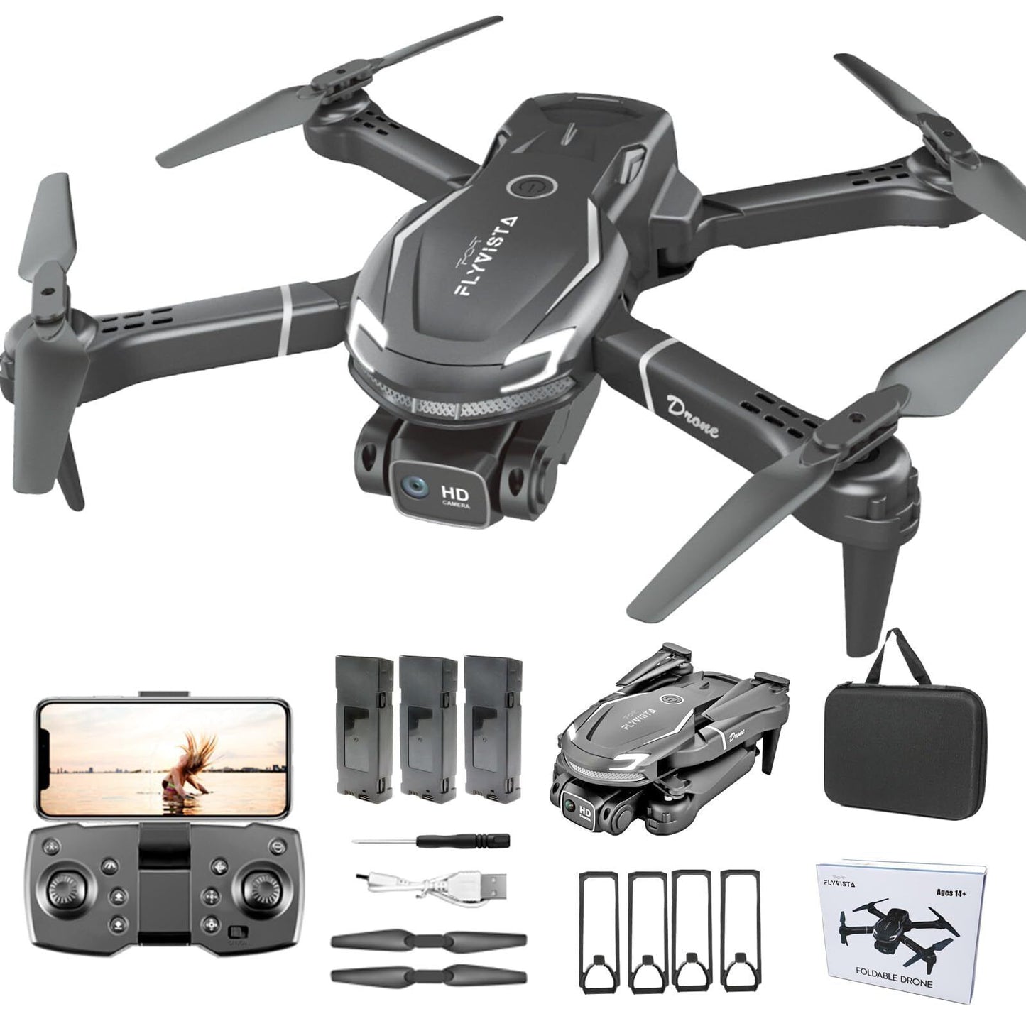 Cool Mini Drone with Camera for Kids Adults Beginners, 1080P FPV Camera Remot...