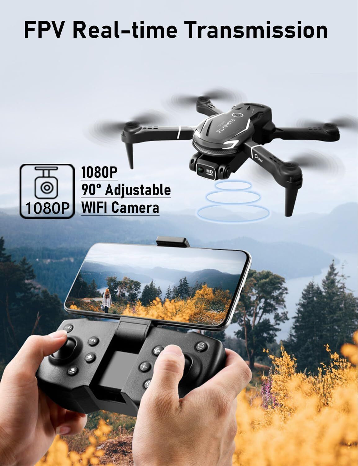 Cool Mini Drone with Camera for Kids Adults Beginners, 1080P FPV Camera Remot...