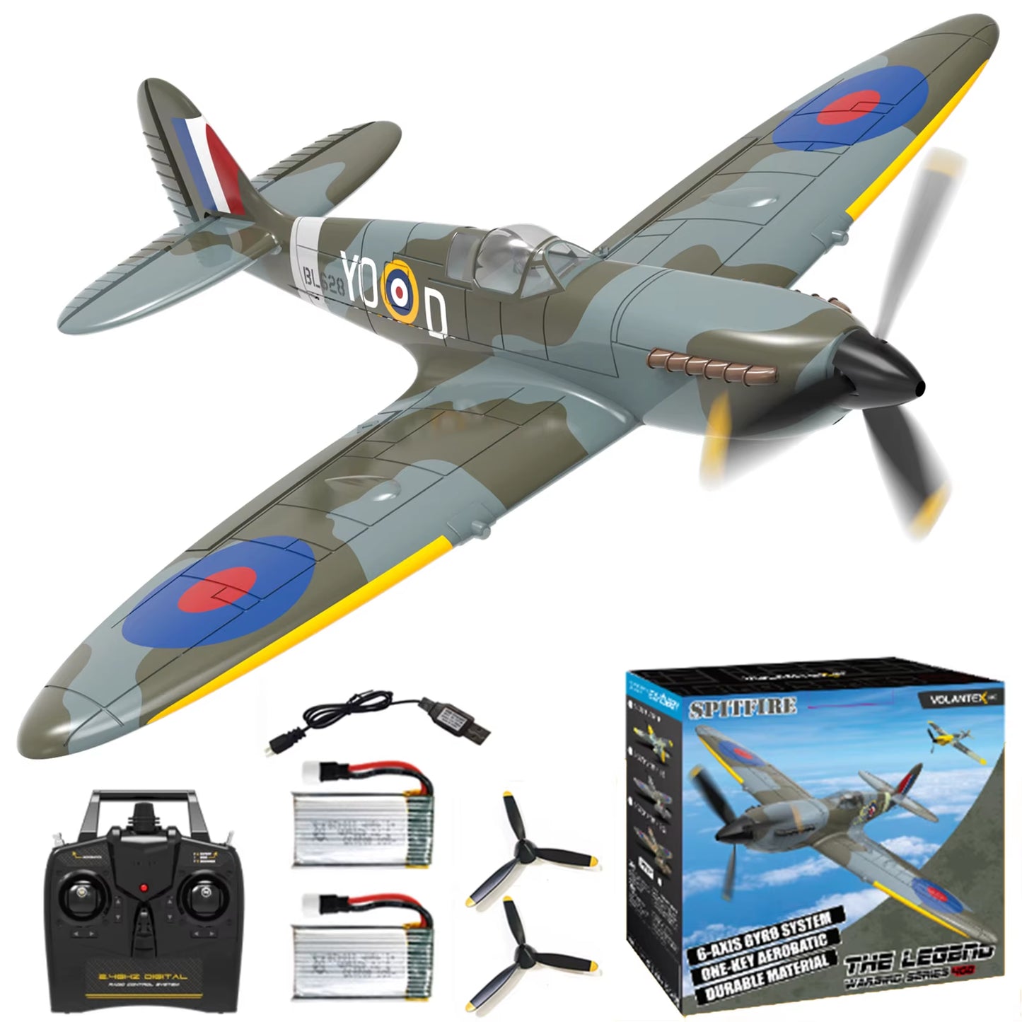 Volantex RC Plane P51D Mustang/F4U Pirate/Spitfire/P40/Zero,Remote-Controlled Aircraft Suitable for Adults and Childr Toys