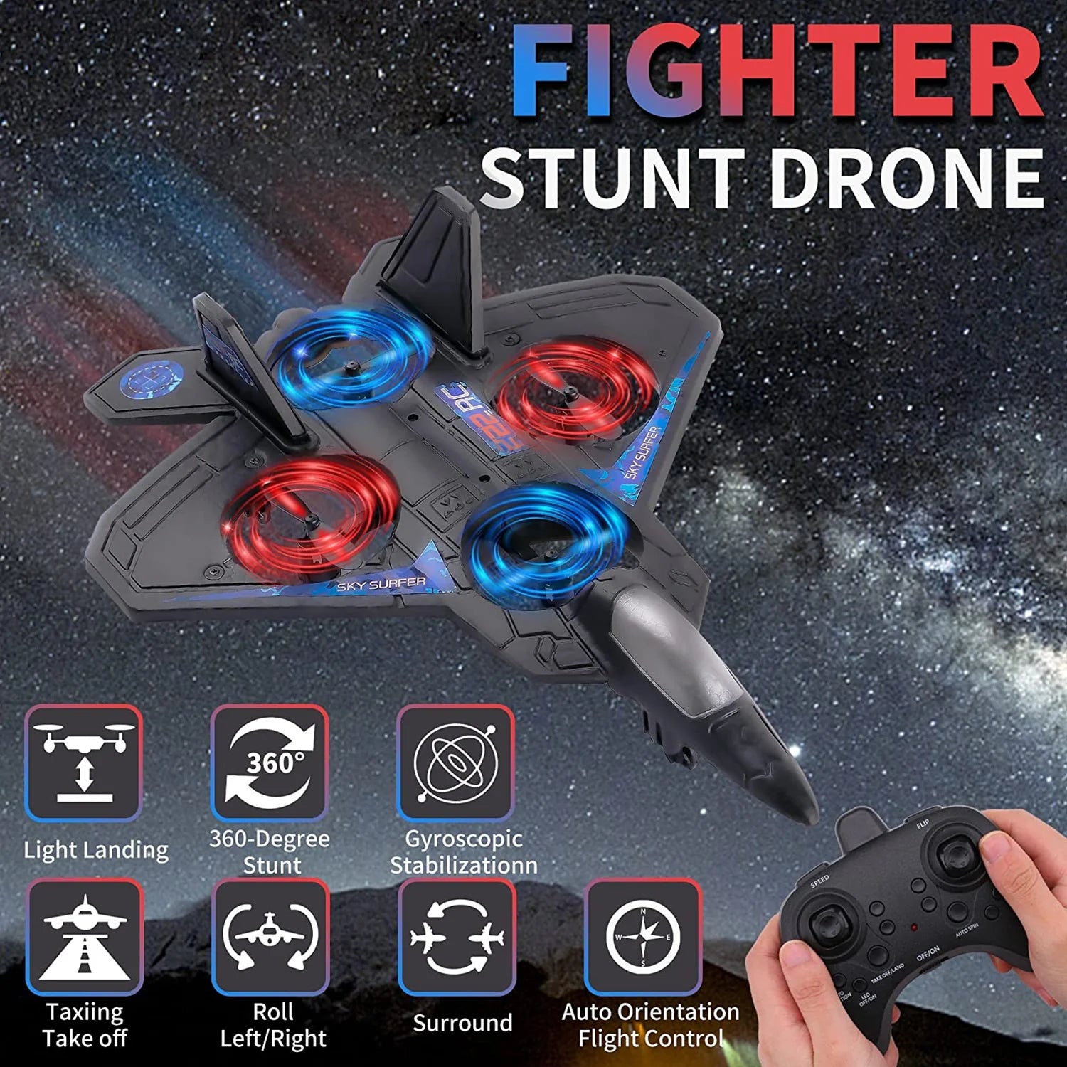 Remote Control Plane for Kids, RC Airplane Helicopter Toys for Boys, RC Jet Plane Drone for Kids Stunt RC Plane for Adults