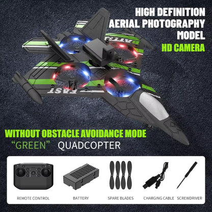 RC Plane with Camera Helicopter Remote Control Aircraft Obstacle Avoidance Fighter 2.4G Airplane EPP Foam Plane Children Toys