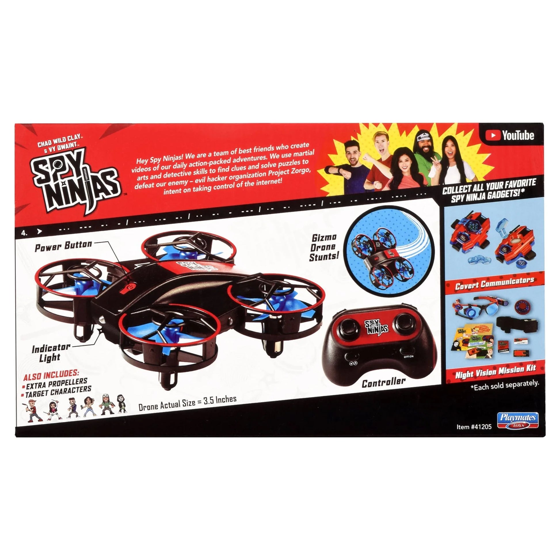 Gizmo 3.5" Drone, Remote Control, Replacement Propellers, and Character Targets