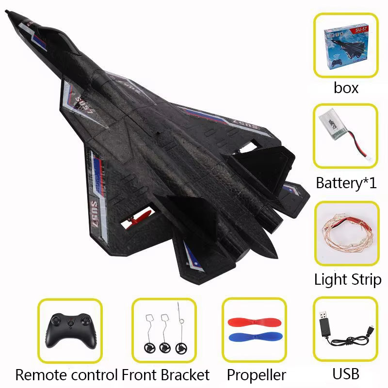 Rc Plane SU 57 Radio Controlled Airplane with Light Fixed Wing Hand Throwing Foam Electric Remote Control Plane