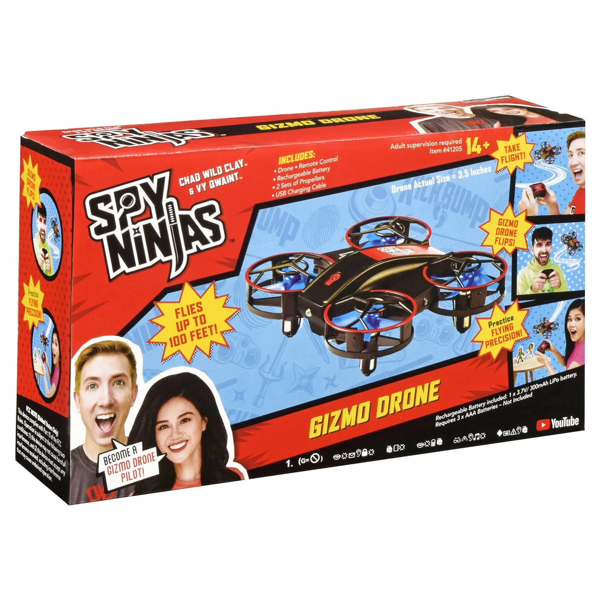 Gizmo 3.5" Drone, Remote Control, Replacement Propellers, and Character Targets