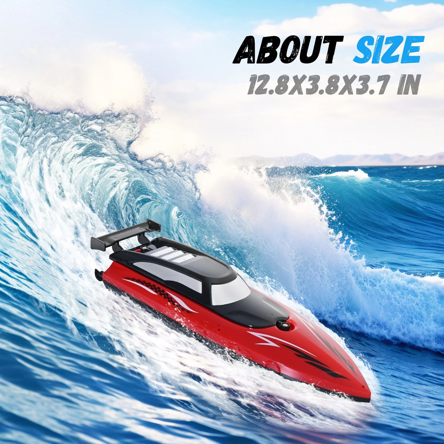 RC Boat - Remote Control Boat for Adults & Kids,12+Kmh RC Boat for Pools/Lakes/River/Water with 2 Rechargeable Batteries