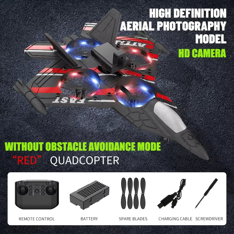 RC Plane with Camera Helicopter Remote Control Aircraft Obstacle Avoidance Fighter 2.4G Airplane EPP Foam Plane Children Toys