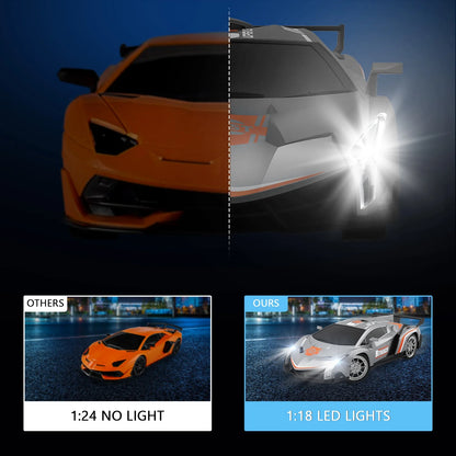 Lamborghini RC Car Toys for Kids 4-12 Years Old 1/18 Racing Crawler Toy Car Model Vehicle with Rechargeable Batteries, Silver