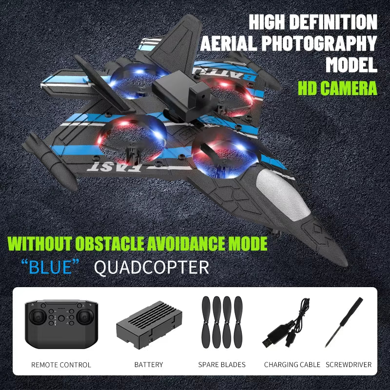 RC Plane with Camera Helicopter Remote Control Aircraft Obstacle Avoidance Fighter 2.4G Airplane EPP Foam Plane Children Toys