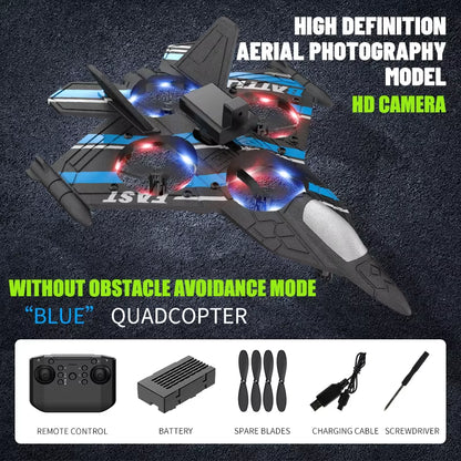 RC Plane with Camera Helicopter Remote Control Aircraft Obstacle Avoidance Fighter 2.4G Airplane EPP Foam Plane Children Toys