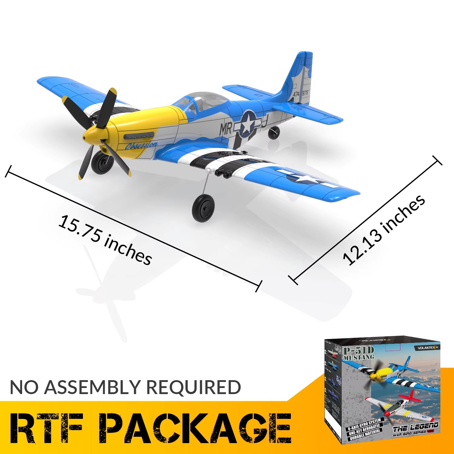 Volantex RC Plane P51D Mustang/F4U Pirate/Spitfire/P40/Zero,Remote-Controlled Aircraft Suitable for Adults and Childr Toys