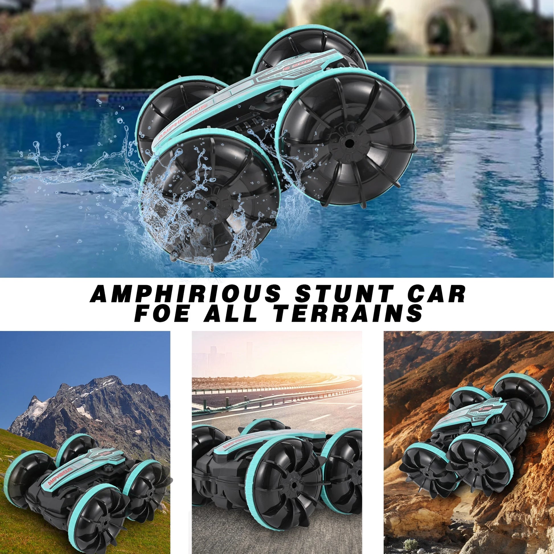 Amphibious Remote Control Car Boat, 1:16 Waterproof RC Monster Truck Stunt Car, RC Vehicle with Rotate 360°
