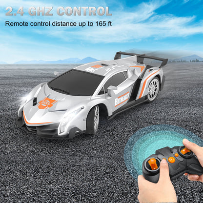 Lamborghini RC Car Toys for Kids 4-12 Years Old 1/18 Racing Crawler Toy Car Model Vehicle with Rechargeable Batteries, Silver