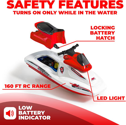 Wave Speeder RC Boat for Kids - Remote Control Toy for Pool Water or Lake Play, Mini RC Boat Toy with Motor, Rechargeable Battery, Dual Motor, USB Charger, 2.4Ghz Remote Control (Red)