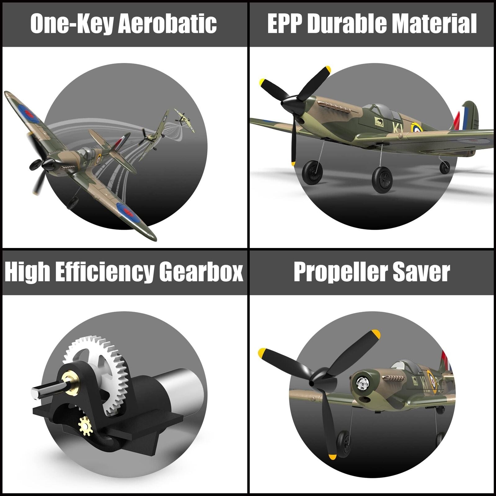 RC Plane Spitfire Fighter, 4 Channel Remote Control Airplane with Gyro System...