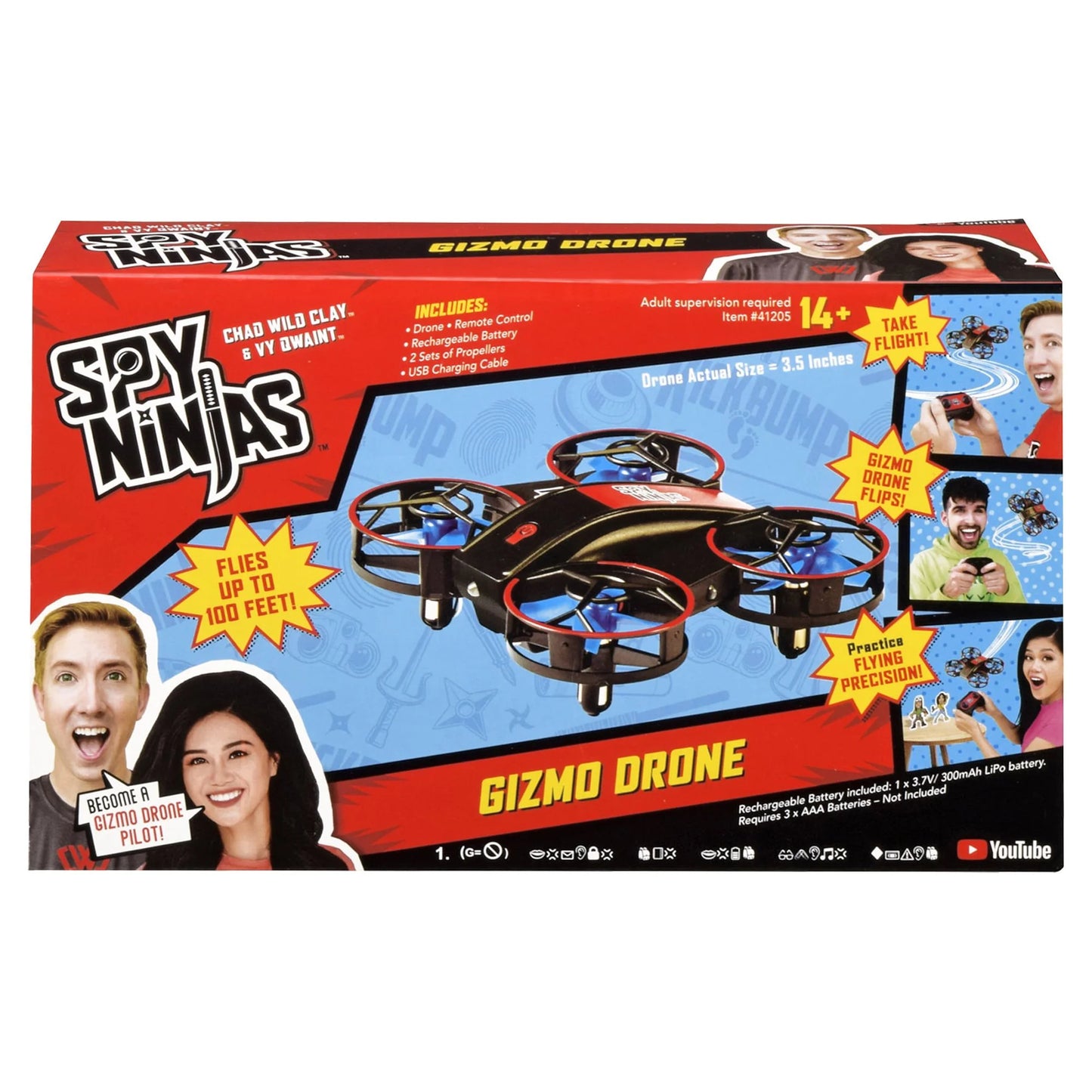 Gizmo 3.5" Drone, Remote Control, Replacement Propellers, and Character Targets