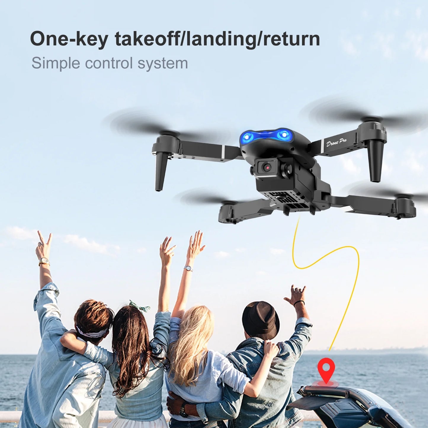 ​​ Drone E99Pro with 4K HD Dual Camera for Adults Kids,Rc Quadcopter with 2 Modular 1800Mah Batteries for 30 Mins Long Flight,Black,Altitude Hold,Waypoint Fly,Carrying Case