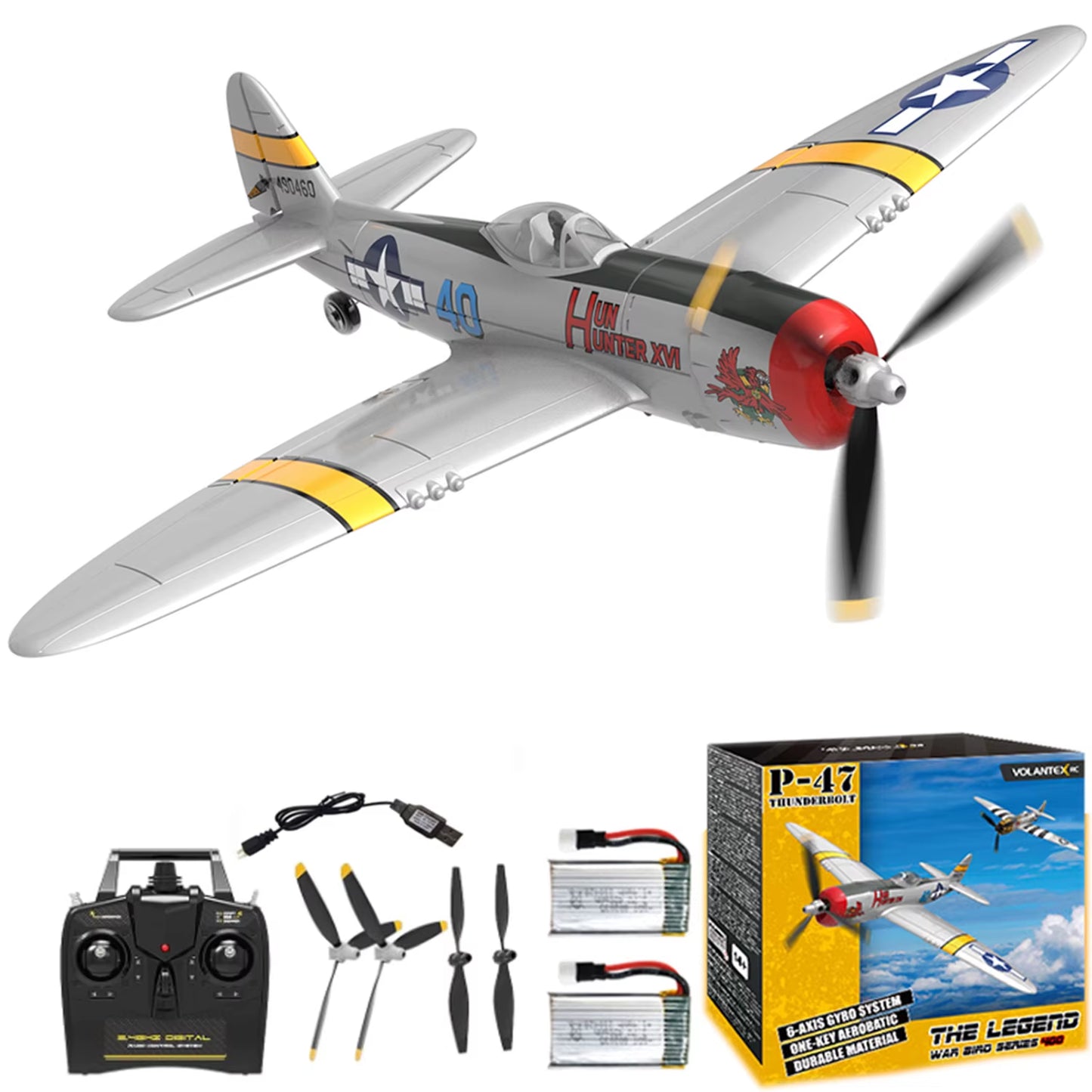 Volantex RC Plane P51D Mustang/F4U Pirate/Spitfire/P40/Zero,Remote-Controlled Aircraft Suitable for Adults and Childr Toys