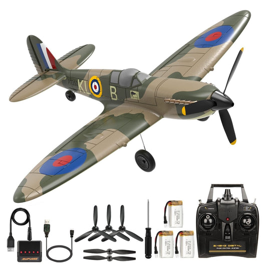 RC Plane Spitfire Fighter, 4 Channel Remote Control Airplane with Gyro System...