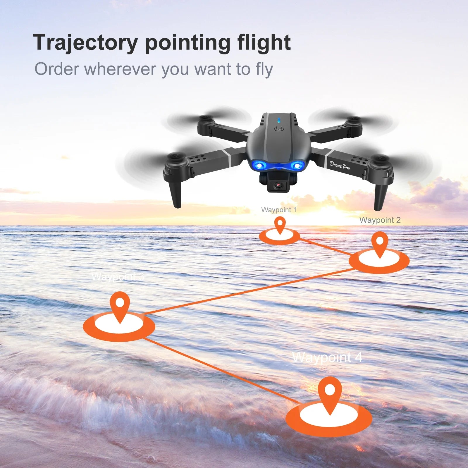 ​​ Drone E99Pro with 4K HD Dual Camera for Adults Kids,Rc Quadcopter with 2 Modular 1800Mah Batteries for 30 Mins Long Flight,Black,Altitude Hold,Waypoint Fly,Carrying Case