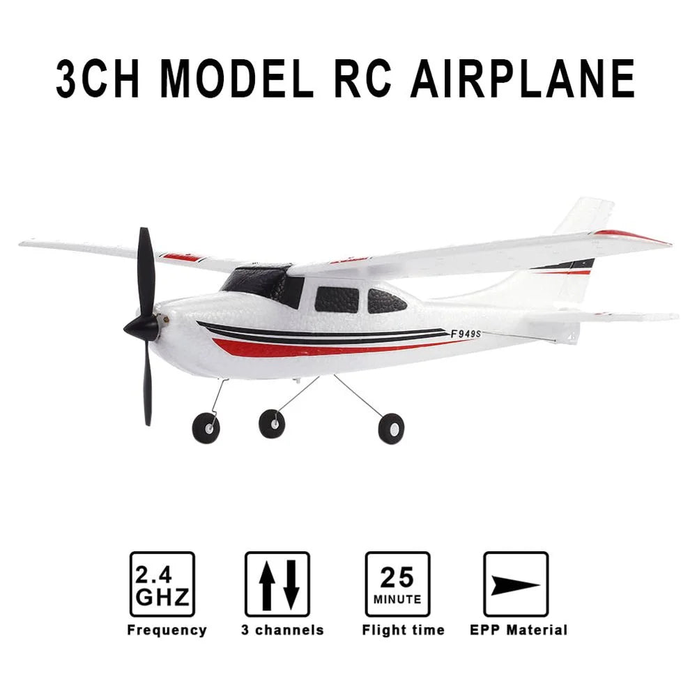 F949S RC Airplane 2.4G Plane RC Aircraft 3CH Remote Control EPP Airplane Miniature Model Plane Outdoor Toy 1 Batteries