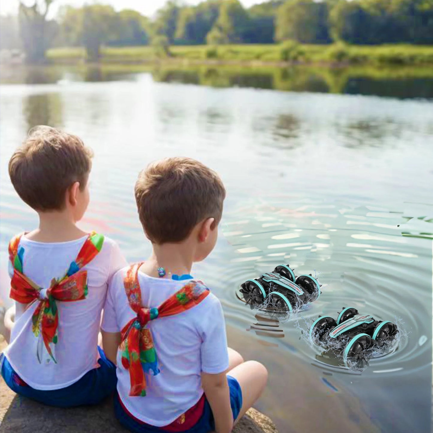 Amphibious Remote Control Car Boat, 1:16 Waterproof RC Monster Truck Stunt Car, RC Vehicle with Rotate 360°